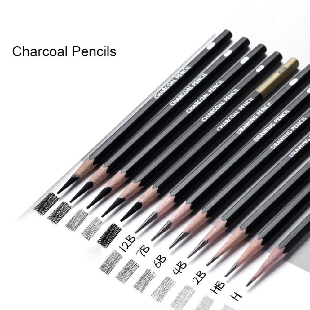 Sketching Charcoal Set - ดินสอวาดภาพผสมกราไฟต์สำหรับมืออาชีพ อุปกรณ์ศิลปะสำหรับการวาดภาพ ดินสอถ่าน ดินสอวาดภาพสีดำที่ทนทาน ชุดดินสอสำหรับผู้ที่ชื่นชอบการวาดภาพ