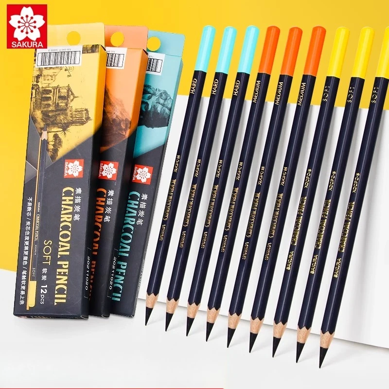 Sketching Charcoal Set - SAKURA ดินสอถ่าน Sketching Soft Medium Hard
