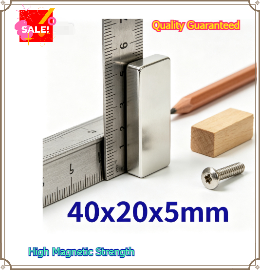Art Craft Magnet - แม่เหล็กนีโอไดเมียมทรงสี่เหลี่ยมขนาด 40x20x5 มม. แรงดูดสูงพิเศษ แม่เหล็กถาวร NdFeB