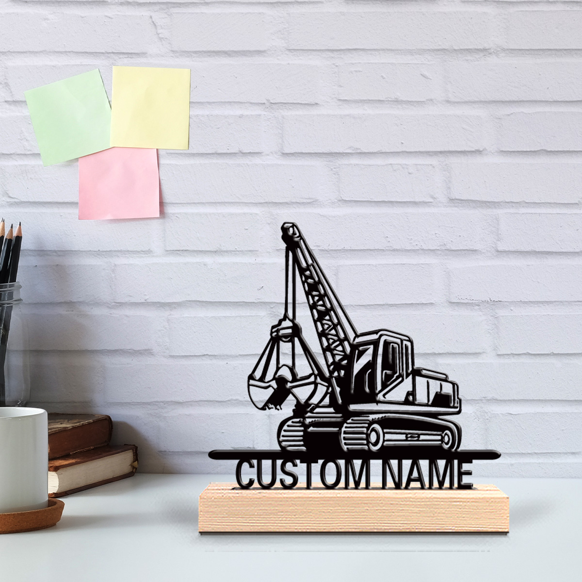 Art Craft Wood - รูปปั้นรถแทรกเตอร์ 1 ชิ้น แบบกำหนดเอง พร้อมฐานไม้ งานศิลปะโลหะตกแต่งสำนักงาน