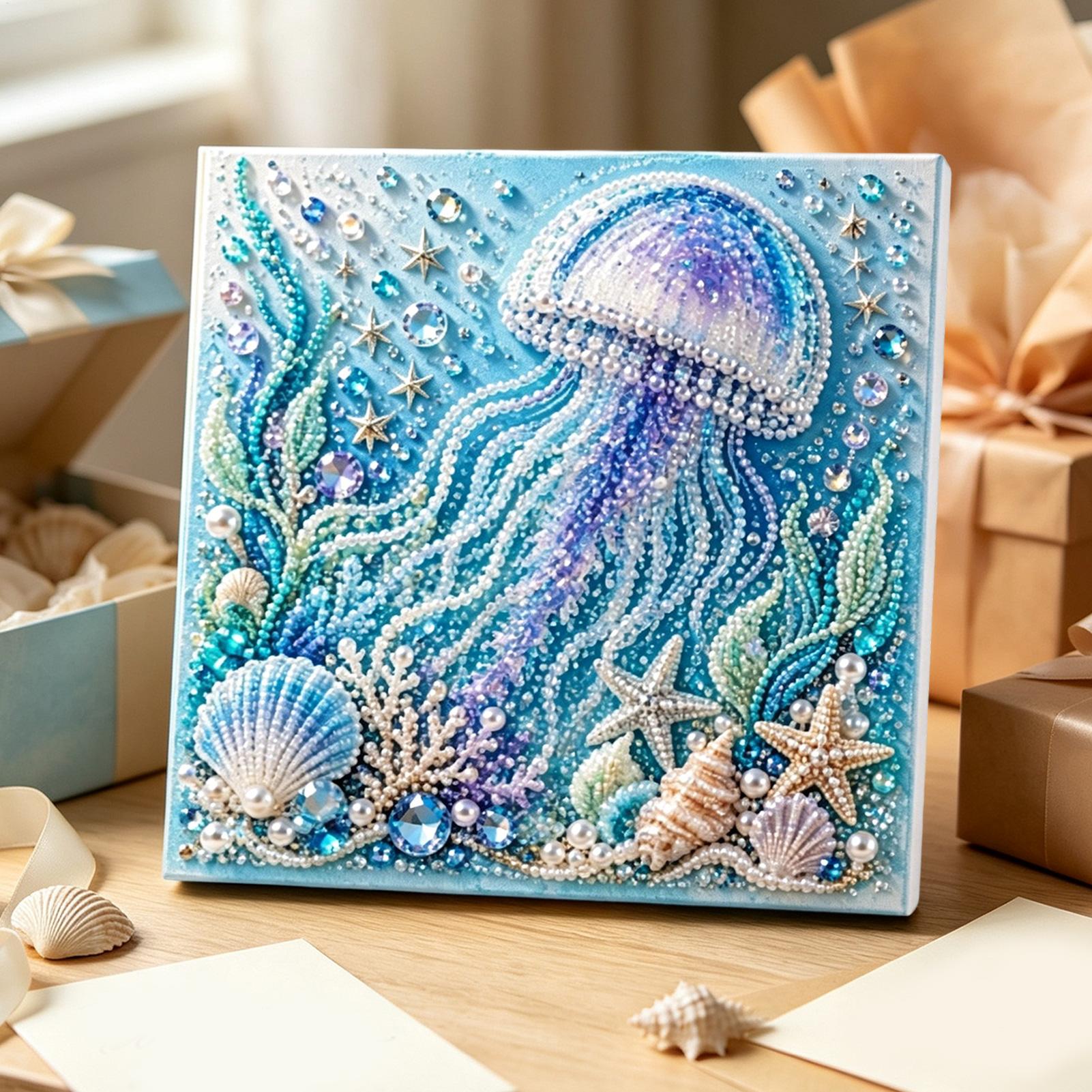 Art Craft Jellyfish - ชุดงานฝีมือไข่มุกธีมมหาสมุทร DIY ปลาหมึก เต่า แมงกะพรุน โลมาร์ค