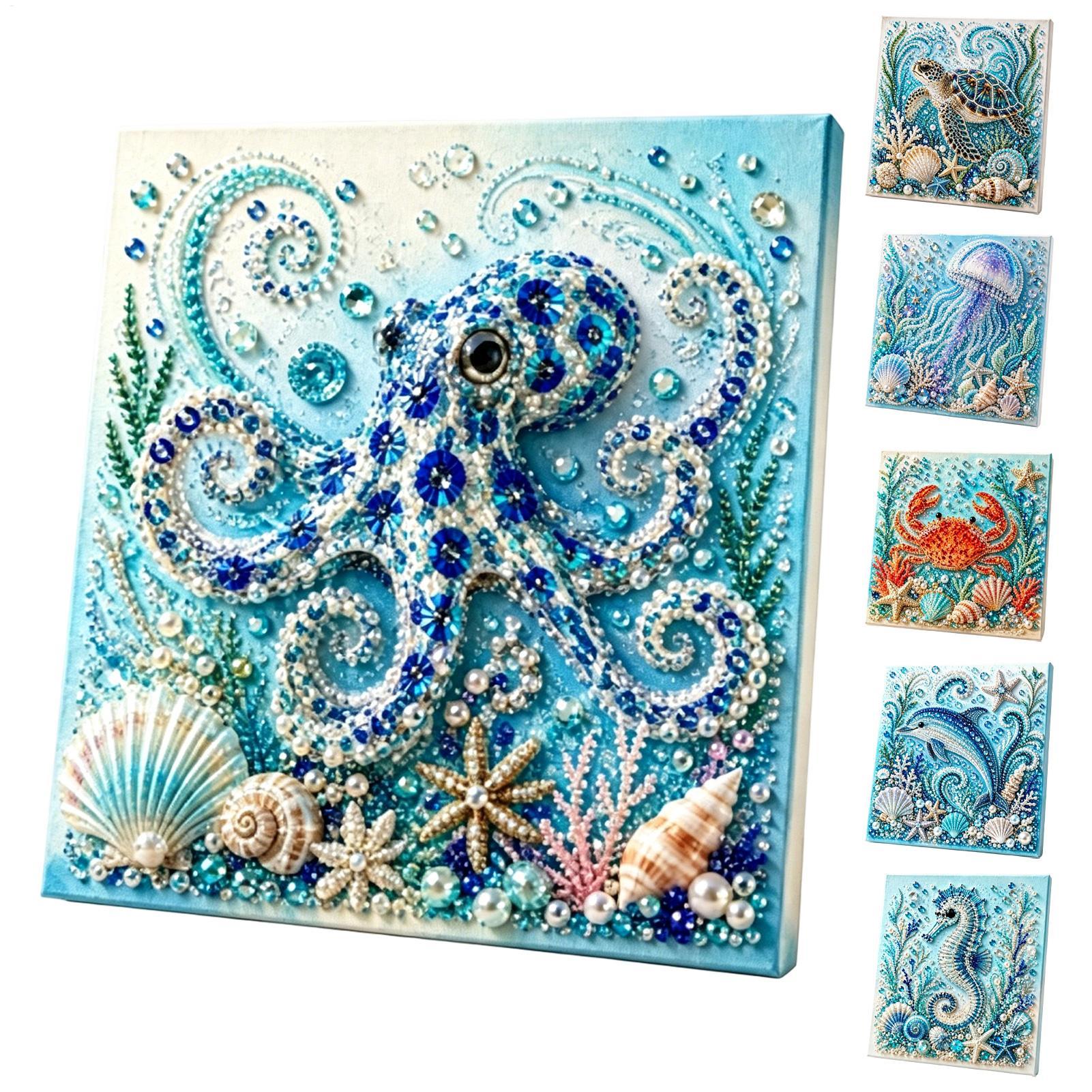 Art Craft Jellyfish - ชุดงานฝีมือไข่มุกธีมมหาสมุทร DIY ปลาหมึก เต่า แมงกะพรุน โลมาร์ค