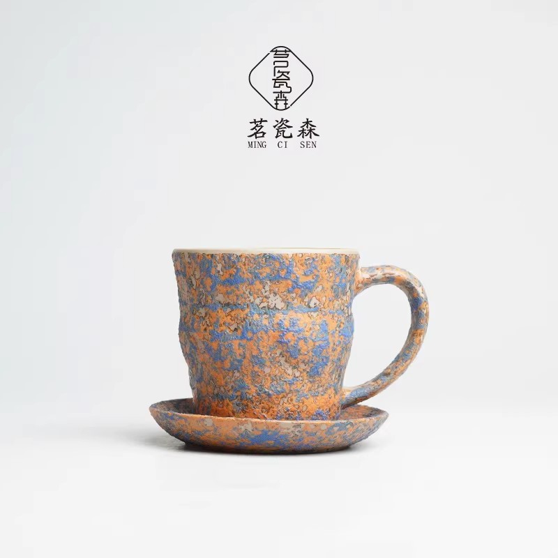 Art And Craft Exclusives - แก้วกาแฟเซรามิกดีไซน์ดั้งเดิมสไตล์ญี่ปุ่นย้อนยุค งานฝีมือเครื่องปั้นดินเผาหยาบ สร้างสรรค์งานศิลปะลาเต้ แก้วชา