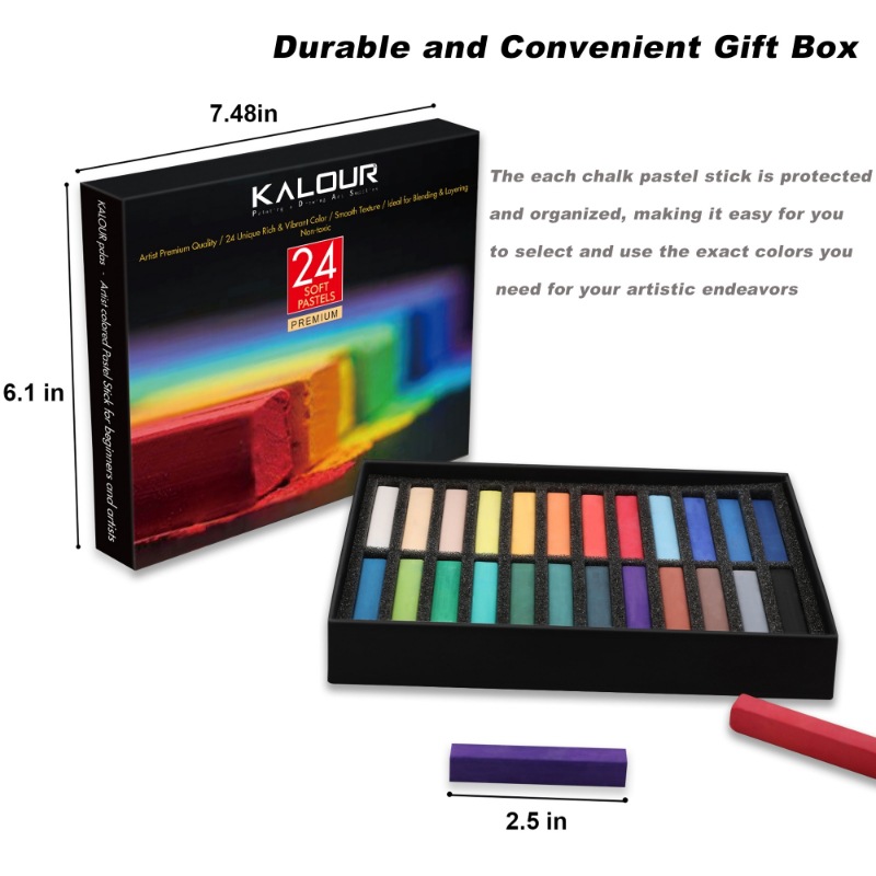 Sketching Charcoal Set - ชุดสีพาสเทลนุ่ม 24 สี ชอล์กสีสำหรับวาดภาพ ระบายสี ชอล์กแท่งอัดแน่น