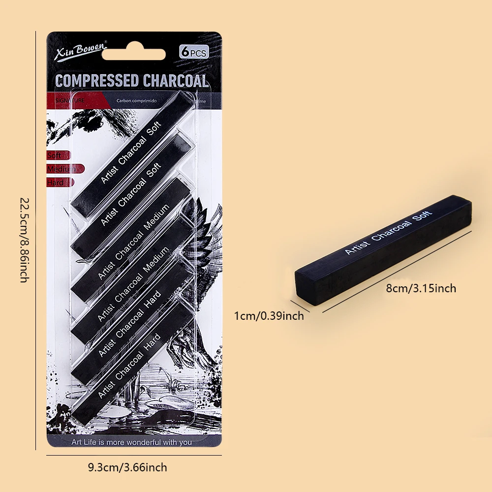 6pcs Sketch ถ่านบาร์ชุดนุ่มปาน - Sketching Charcoal Set บทวิจารณ์และราคา
