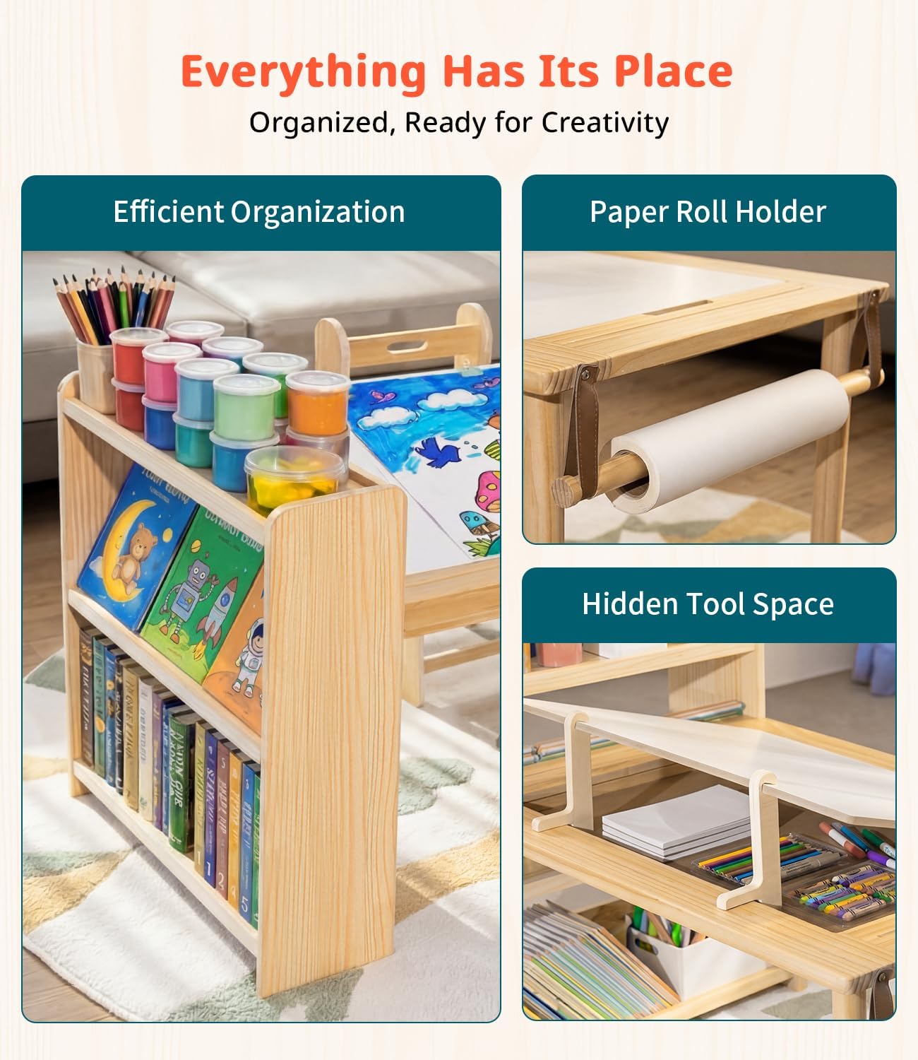 ชุดโต๊ะศิลปะไม้สำหรับเด็กพร้อม - Art Craft Toddlers บทวิจารณ์และราคา
