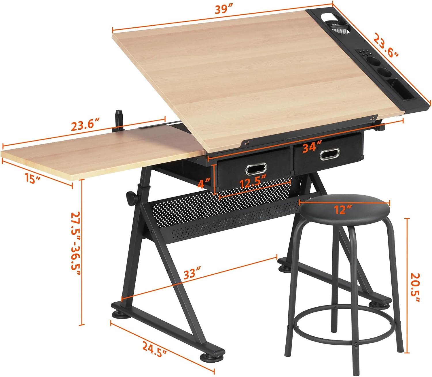 โต๊ะเขียนแบบปรับระดับได้พร้อมเ - Art Craft Wood บทวิจารณ์และราคา
