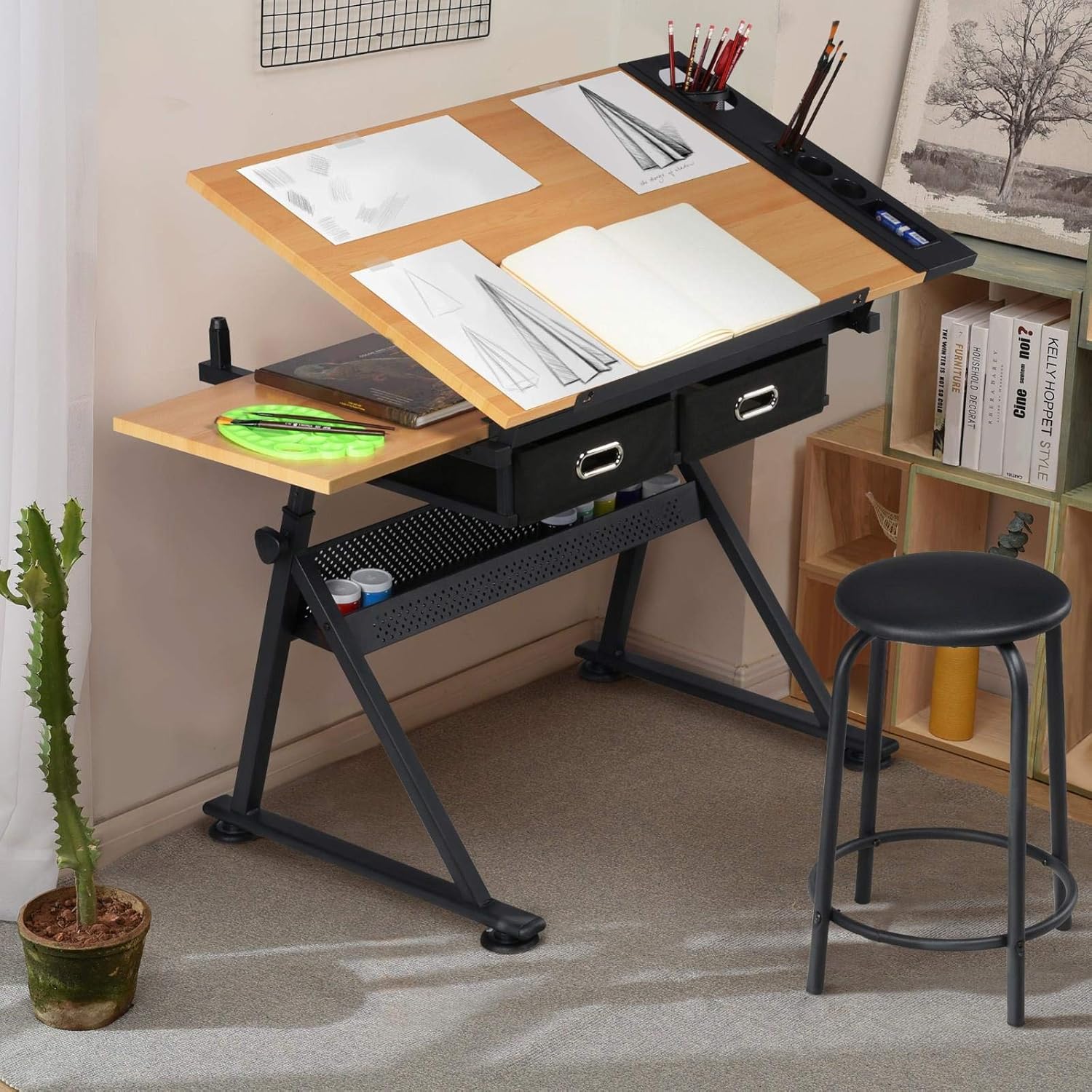 โต๊ะเขียนแบบปรับระดับได้พร้อมเ - Art Craft Wood บทวิจารณ์และราคา