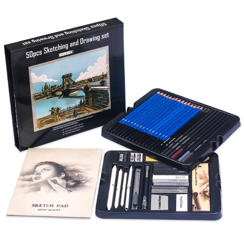 50 ชิ้น Sketching ดินสอชุดดินส - Sketching Charcoal Set บทวิจารณ์และราคา