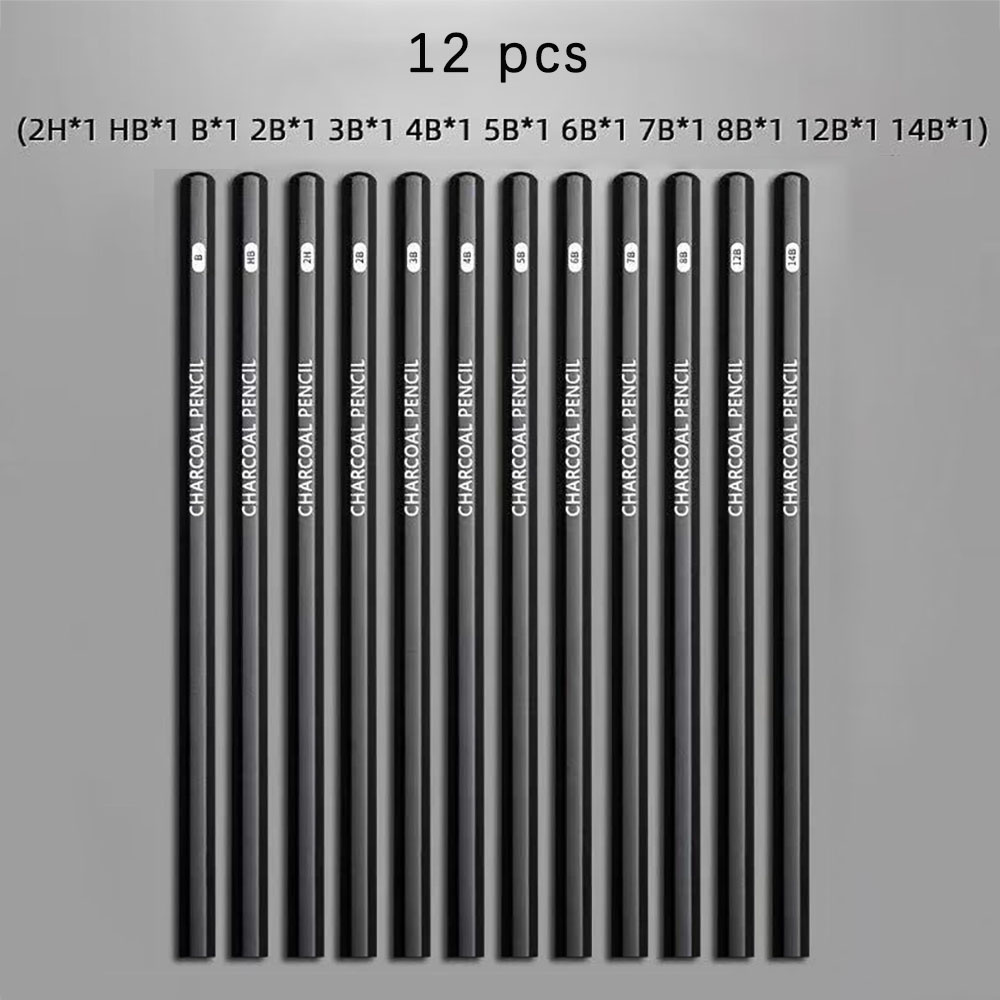 ดินสอวาดภาพ 12 แท่งสำหรับนักเร - Sketching Charcoal Set บทวิจารณ์และราคา