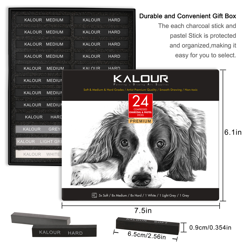 ชุดสีพาสเทลนุ่ม 24 สี ชอล์กสีส - Sketching Charcoal Set บทวิจารณ์และราคา