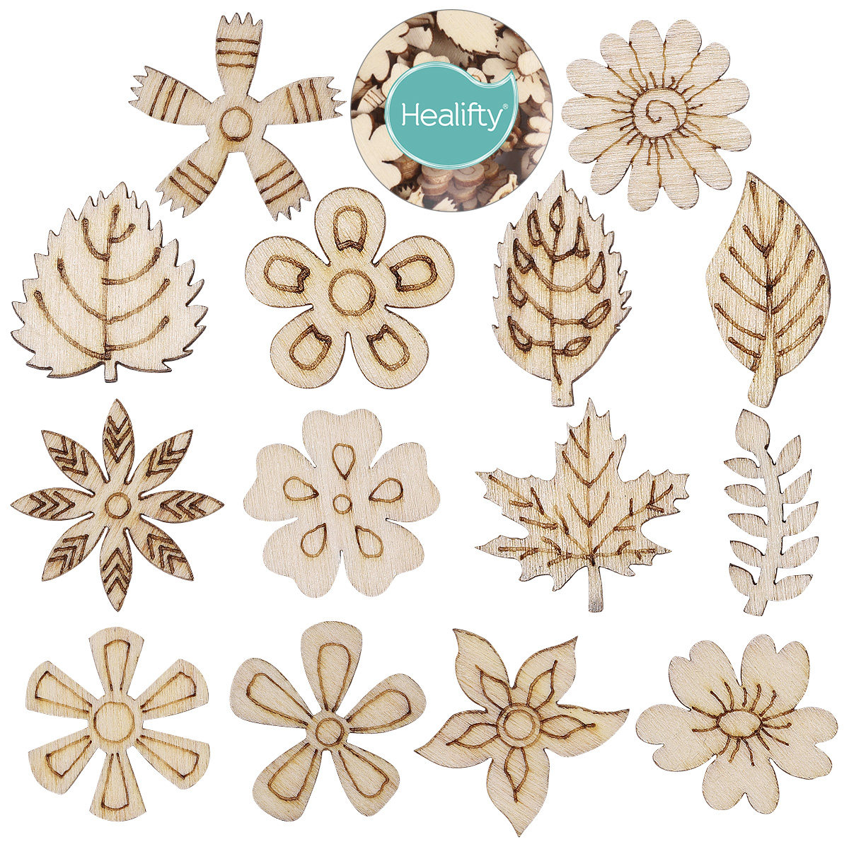 100 ชิ้น แผ่นไม้ธรรมชาติ 20 มม - Art Craft Doodle บทวิจารณ์และราคา