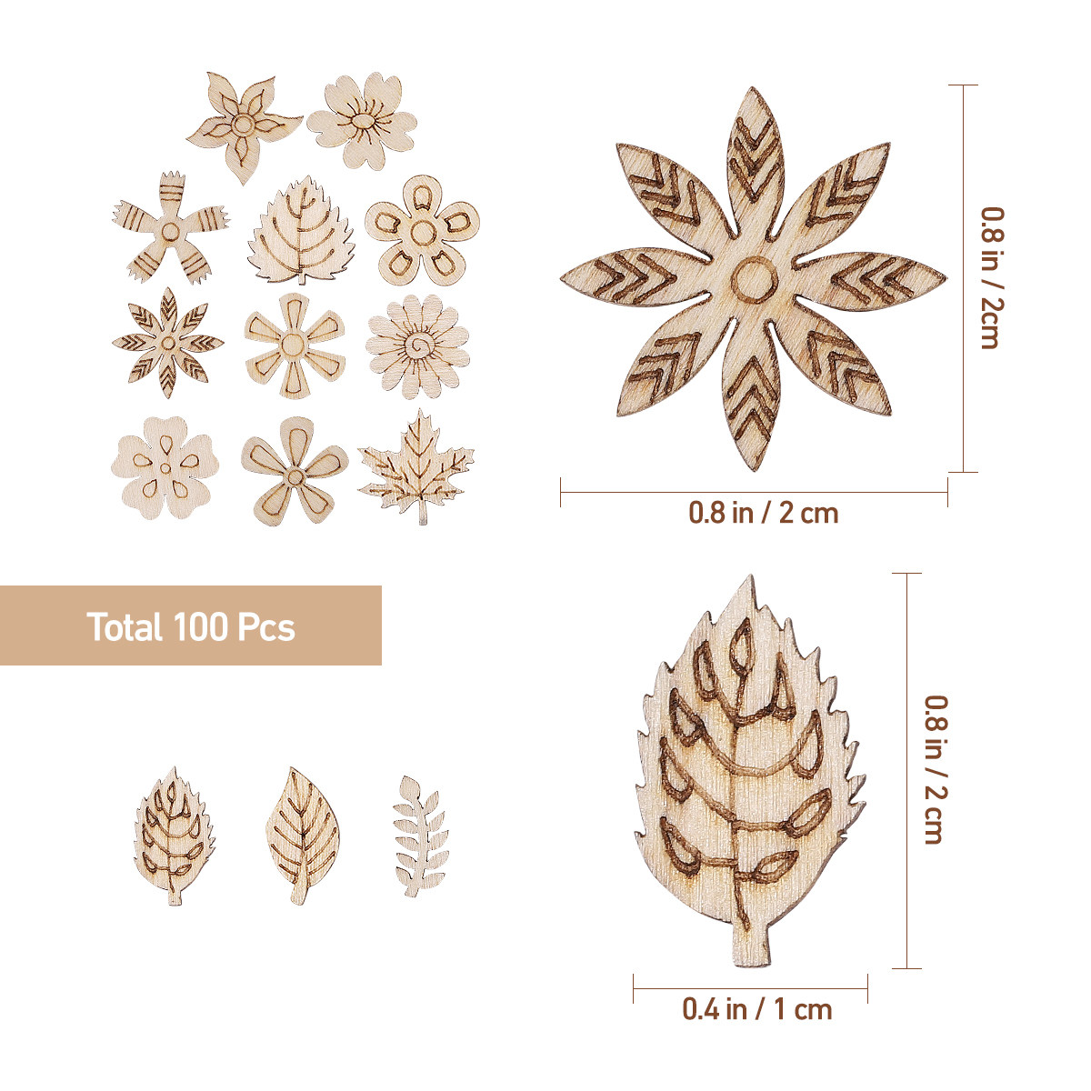 100 ชิ้น แผ่นไม้ธรรมชาติ 20 มม - Art Craft Doodle บทวิจารณ์และราคา